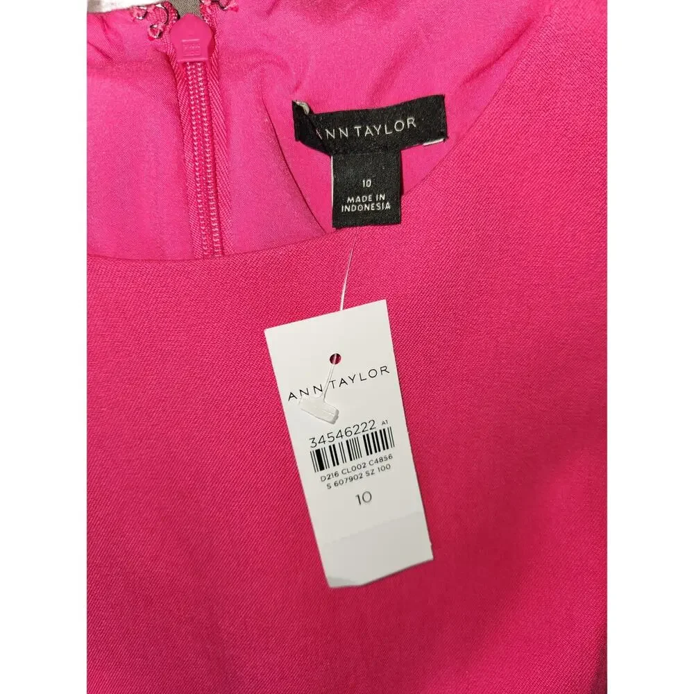 Ann Taylor Cap Sleeve Flare Dress Size 10 Color Magenta NWT A1.15